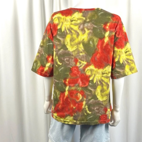 Vintage 90’s Z. Cavaricci Tie Dye Abstract in Red Yellow + Green - M/L - Cotton - Picture 6 of 7